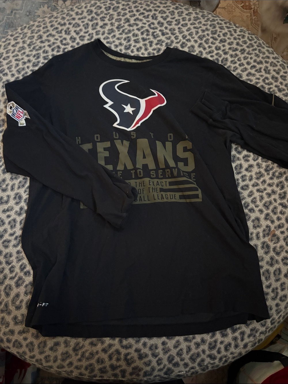 Nike Black Houston Texans Long Sleeve Shirt with Red & White Logo